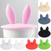 Cheers US Silicone Cup Lid Silicone Suction Lids with Rabbit Ears Little Bowl Lids Cute Bunny Shaped Mug Covers to Keep Dusts Bugs out of Your Coffee \u0026 Tea (Bunny)
